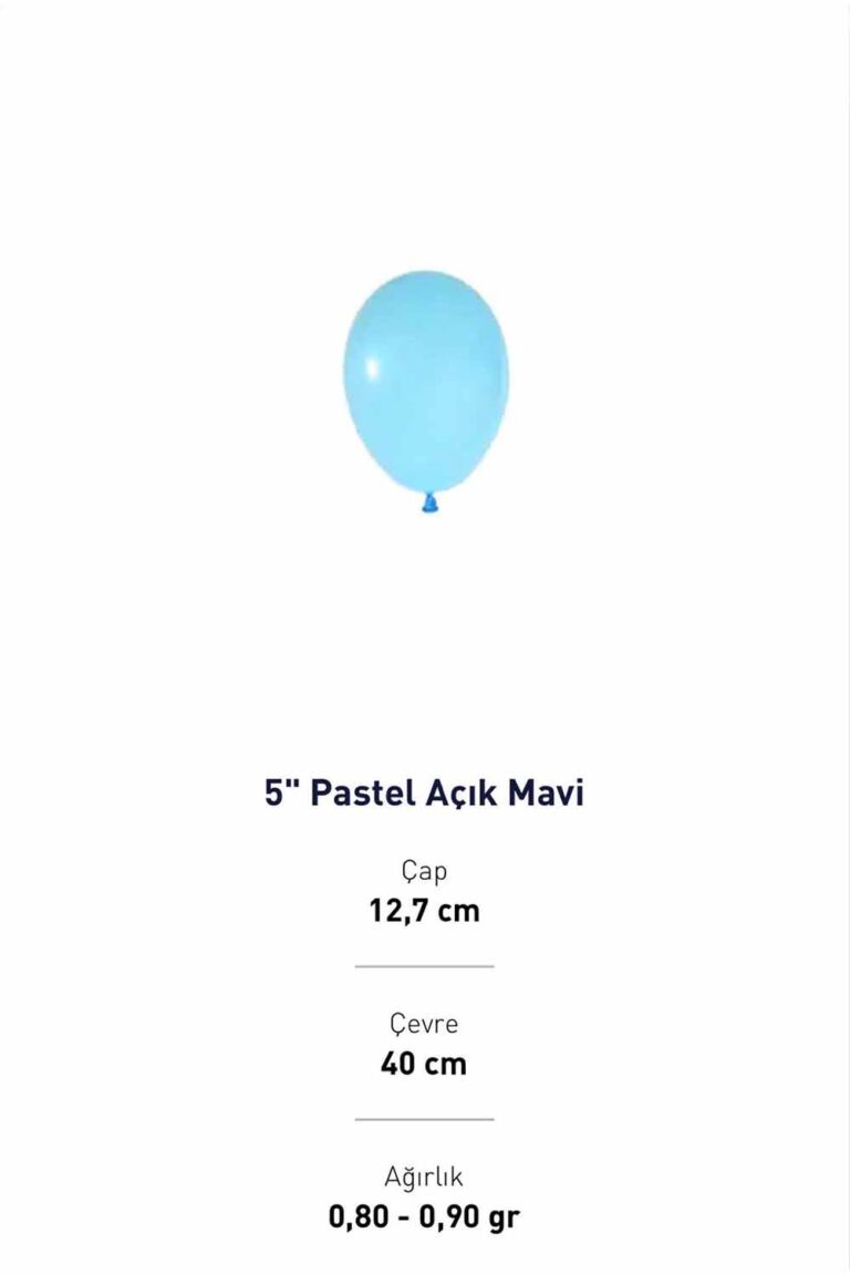 5” AÇIK MAVİ PASTEL BALON EVİ 100'LÜ