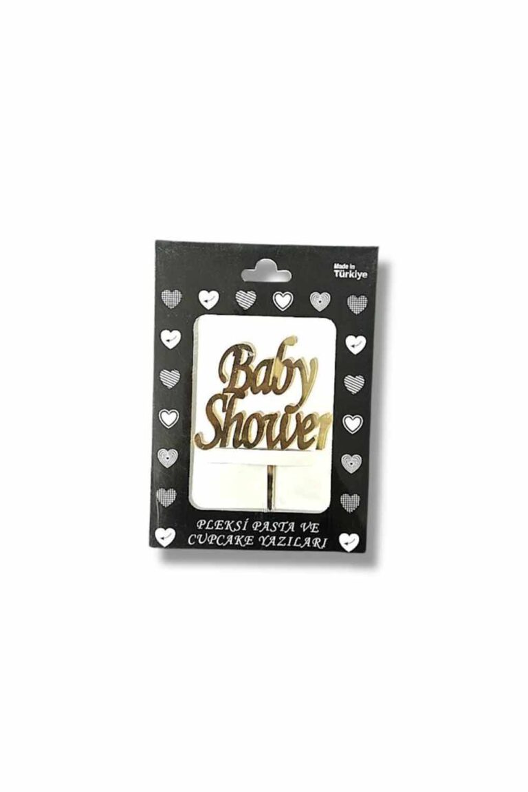 GÜMÜŞ BABY SHOWER YAZILI PLEKSİ PASTA SÜSÜ