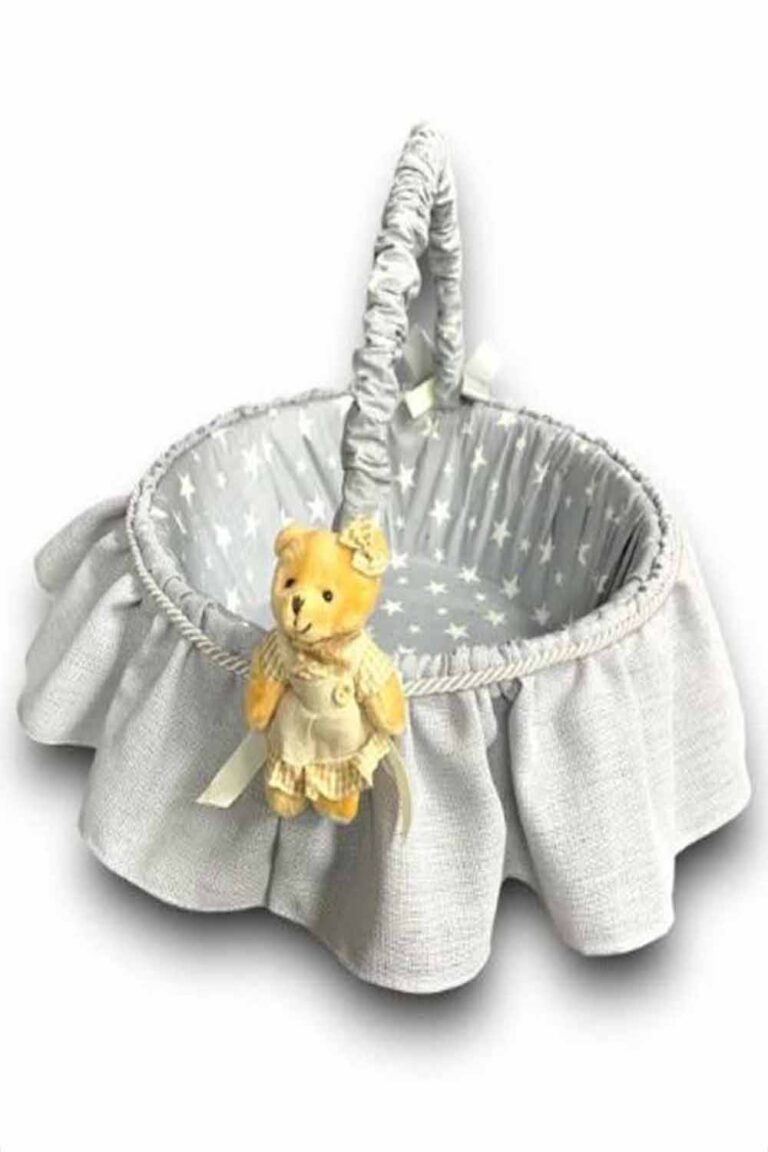 GRİ AYICIKLI BEBEK  SEPETİ 