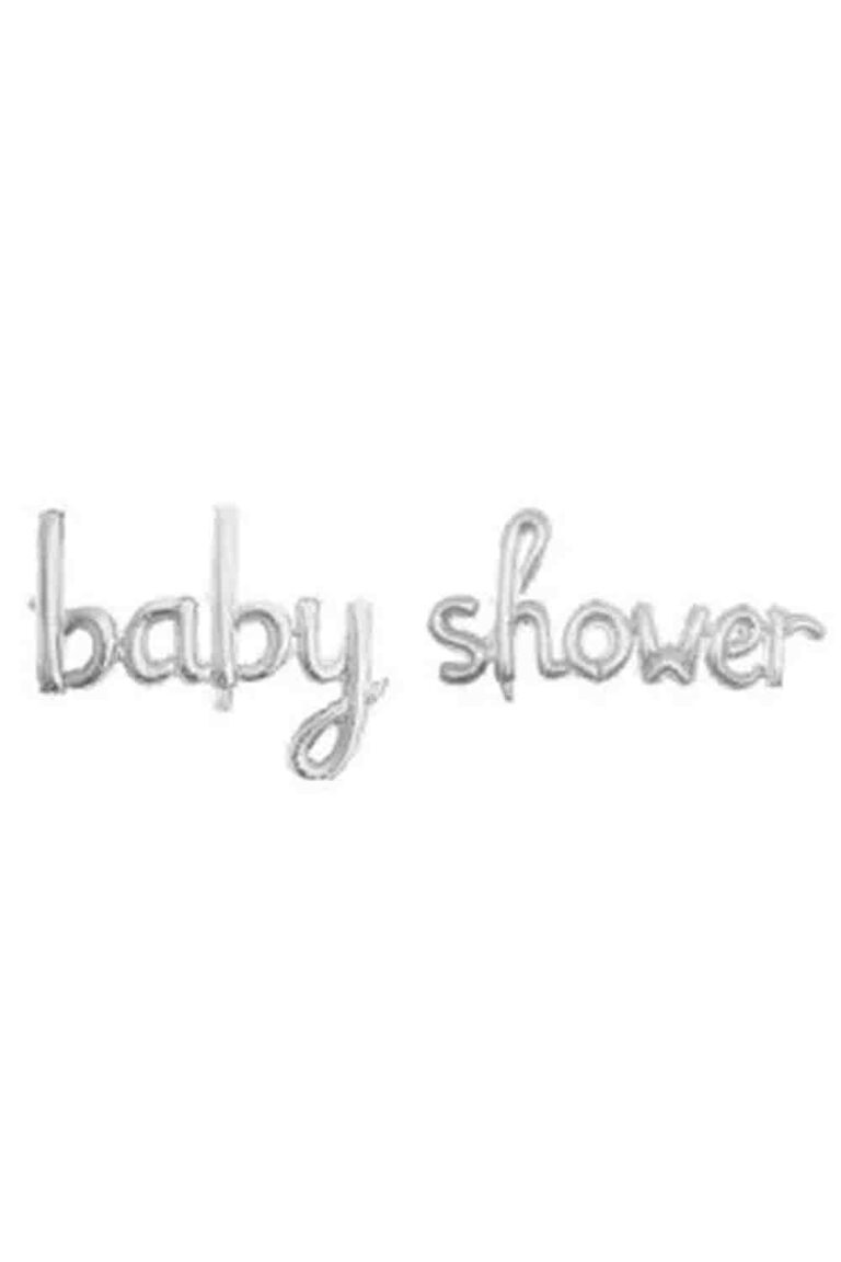 GÜMÜŞ BABY SHOWER EL YAZISI FOLYO BALON