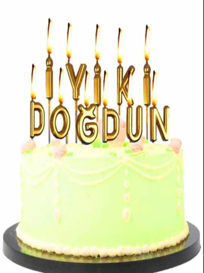 İyiki Doğdun Gold Yazılı Pasta Mumu