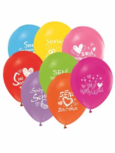 SENİ SEVİYORUM BASKILI YUVARLAK BALON