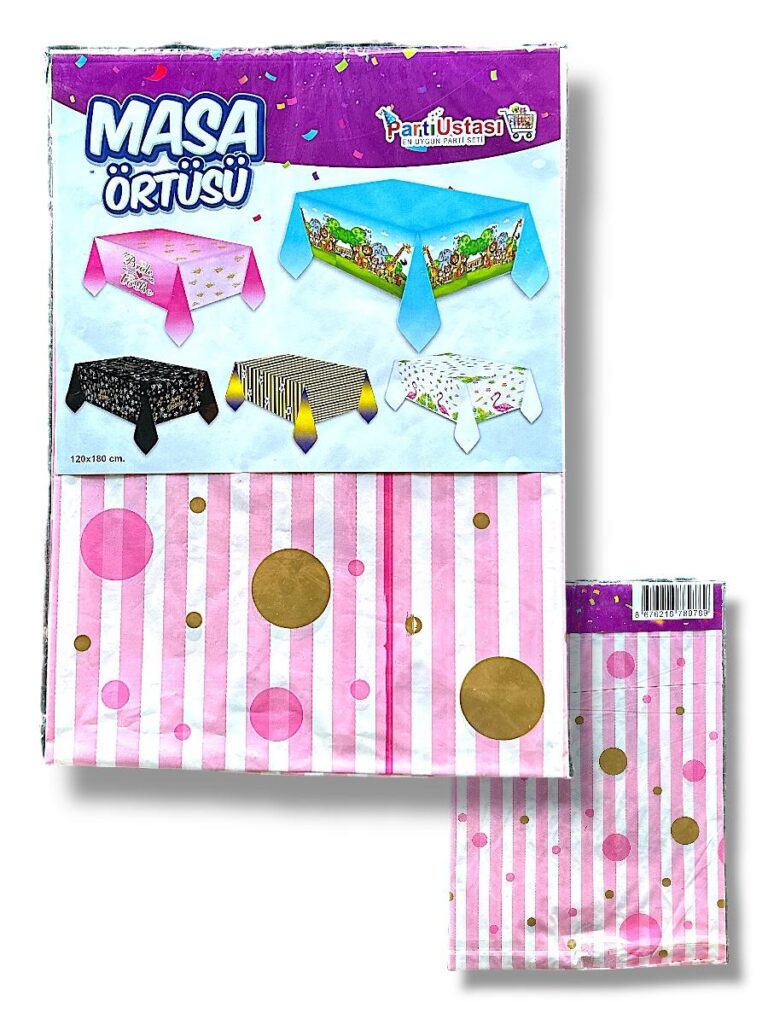MASA ÖRTÜSÜ PEMBE ÇİZGİLİ 1 YAŞ PUANTİYELİ 120*180