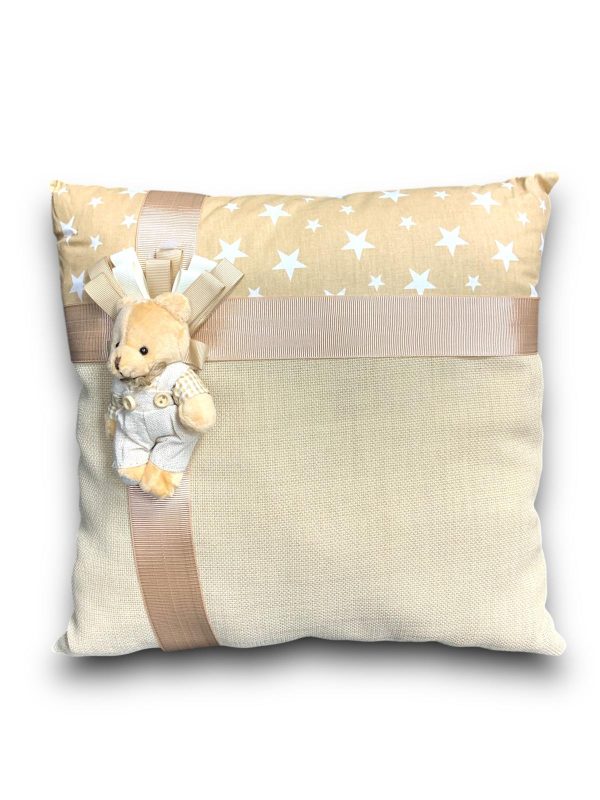 KREM AYICIKLI SÜSLÜ YASTIK